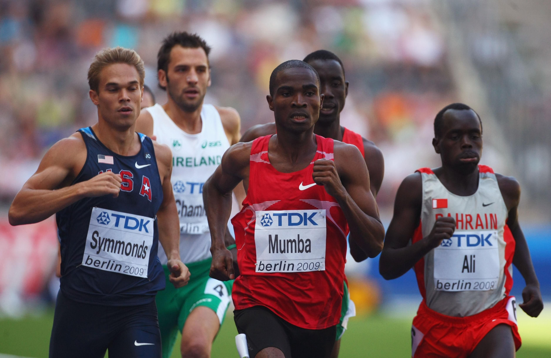 Prince Mumba racing for Zambia in the 800 meters at the 2009 World Championships in Berlin