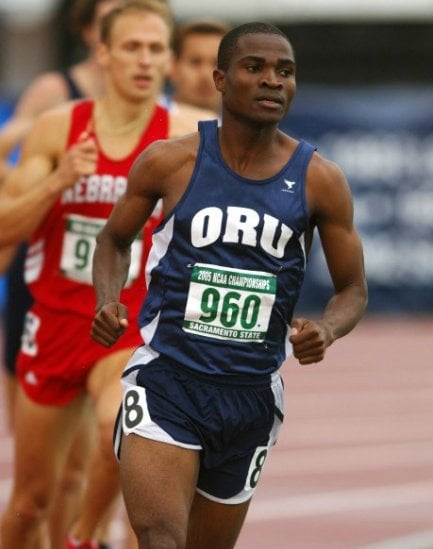Prince Mumba racing for Oral Roberts University at the 2005 NCAA Championships